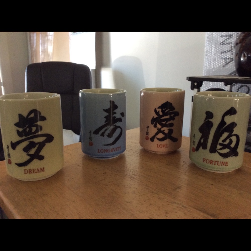 4 New Ceramic Tea Mugs